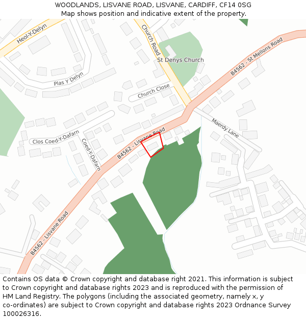 WOODLANDS, LISVANE ROAD, LISVANE, CARDIFF, CF14 0SG: Location map and indicative extent of plot