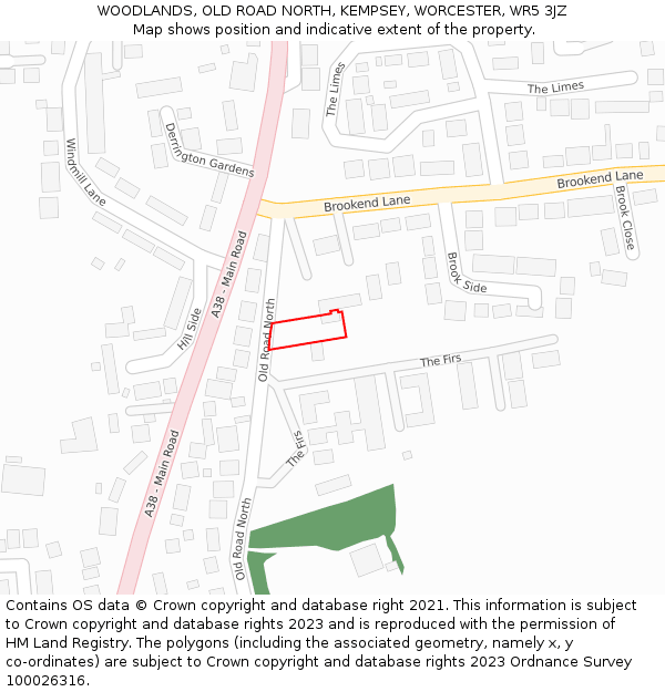 WOODLANDS, OLD ROAD NORTH, KEMPSEY, WORCESTER, WR5 3JZ: Location map and indicative extent of plot