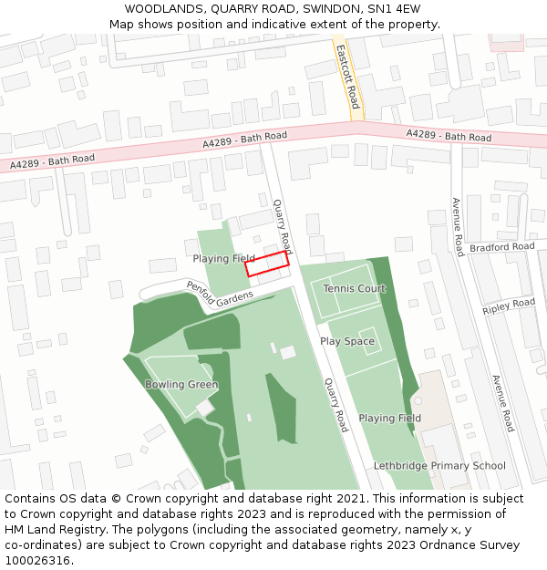 WOODLANDS, QUARRY ROAD, SWINDON, SN1 4EW: Location map and indicative extent of plot