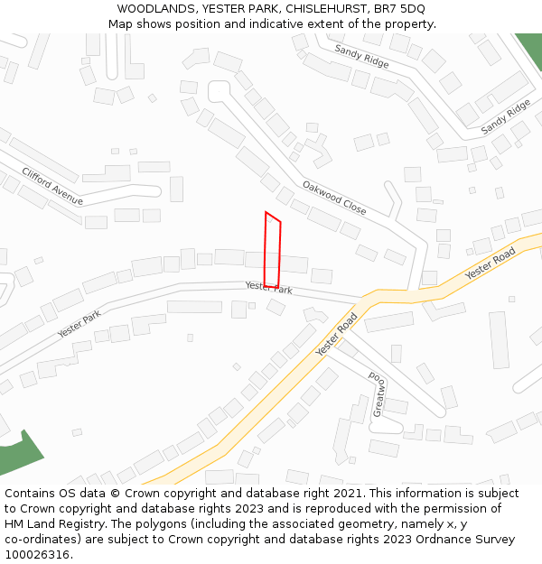WOODLANDS, YESTER PARK, CHISLEHURST, BR7 5DQ: Location map and indicative extent of plot