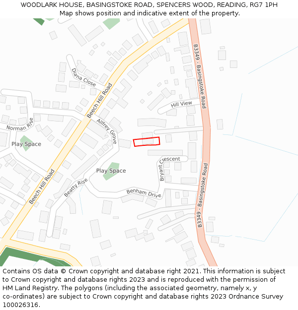 WOODLARK HOUSE, BASINGSTOKE ROAD, SPENCERS WOOD, READING, RG7 1PH: Location map and indicative extent of plot