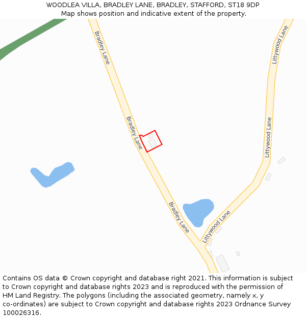 WOODLEA VILLA, BRADLEY LANE, BRADLEY, STAFFORD, ST18 9DP: Location map and indicative extent of plot