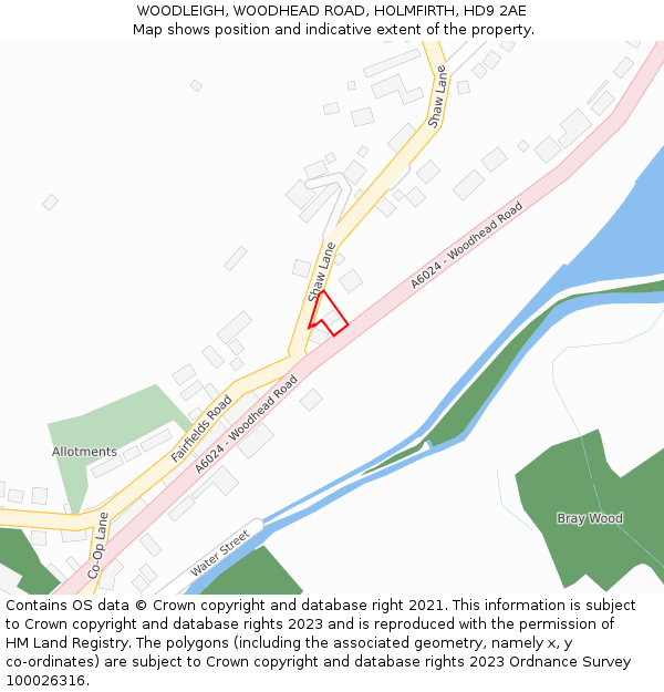 WOODLEIGH, WOODHEAD ROAD, HOLMFIRTH, HD9 2AE: Location map and indicative extent of plot