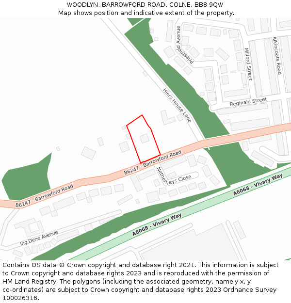 WOODLYN, BARROWFORD ROAD, COLNE, BB8 9QW: Location map and indicative extent of plot