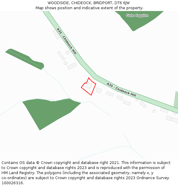WOODSIDE, CHIDEOCK, BRIDPORT, DT6 6JW: Location map and indicative extent of plot