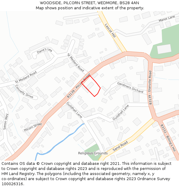 WOODSIDE, PILCORN STREET, WEDMORE, BS28 4AN: Location map and indicative extent of plot