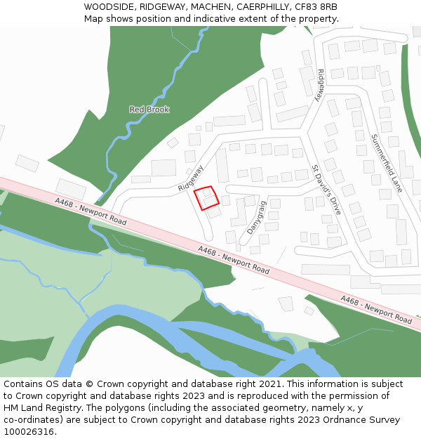 WOODSIDE, RIDGEWAY, MACHEN, CAERPHILLY, CF83 8RB: Location map and indicative extent of plot