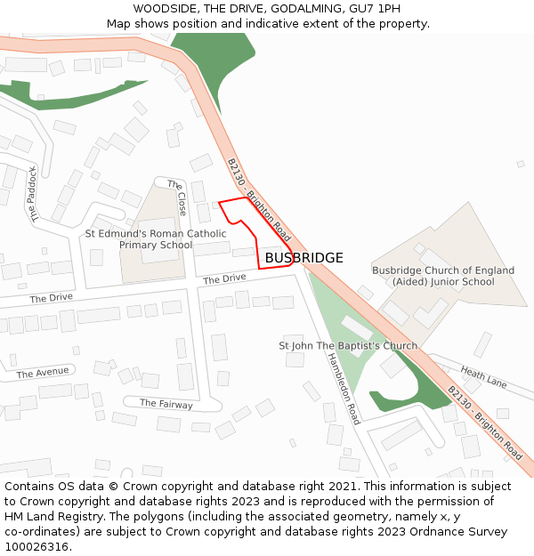 WOODSIDE, THE DRIVE, GODALMING, GU7 1PH: Location map and indicative extent of plot