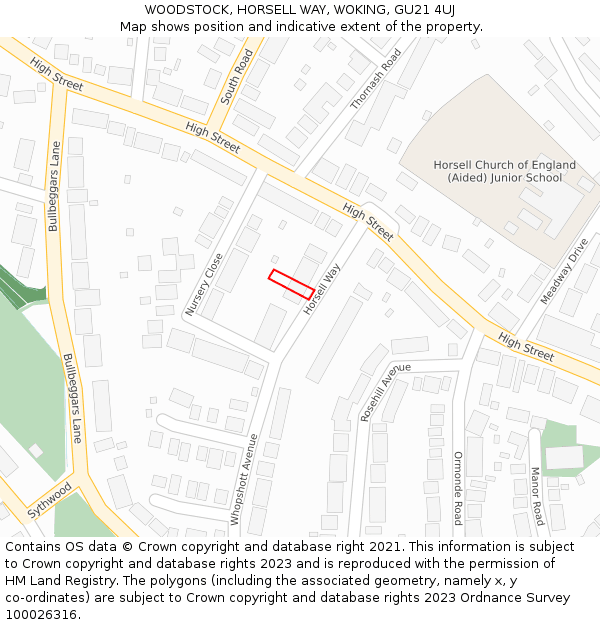 WOODSTOCK, HORSELL WAY, WOKING, GU21 4UJ: Location map and indicative extent of plot