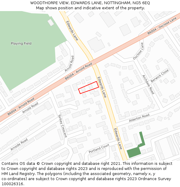 WOODTHORPE VIEW, EDWARDS LANE, NOTTINGHAM, NG5 6EQ: Location map and indicative extent of plot