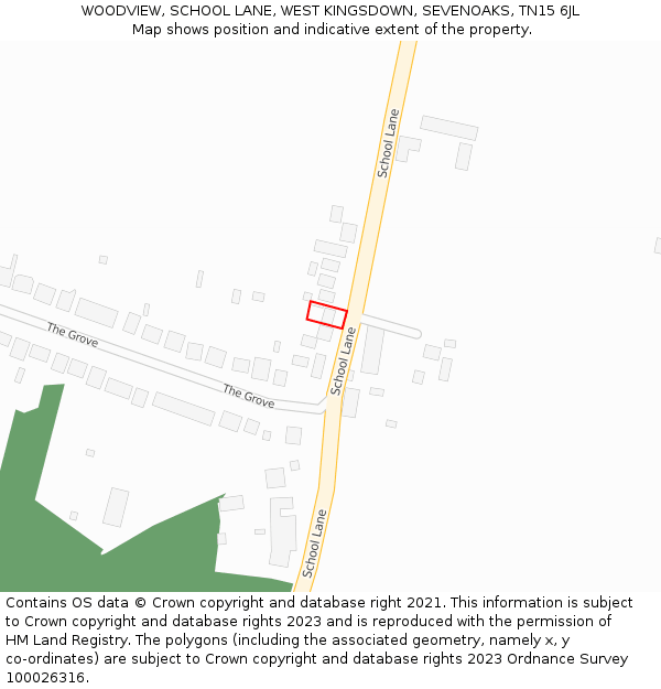 WOODVIEW, SCHOOL LANE, WEST KINGSDOWN, SEVENOAKS, TN15 6JL: Location map and indicative extent of plot