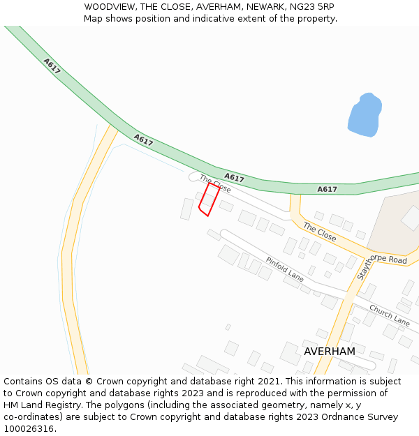 WOODVIEW, THE CLOSE, AVERHAM, NEWARK, NG23 5RP: Location map and indicative extent of plot