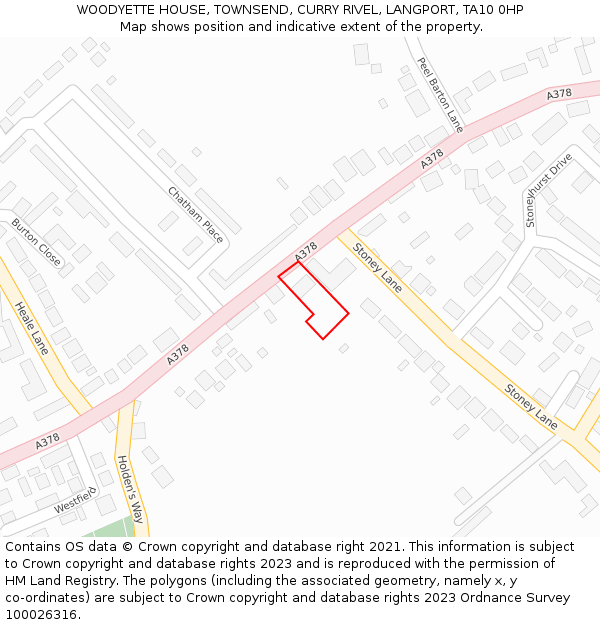 WOODYETTE HOUSE, TOWNSEND, CURRY RIVEL, LANGPORT, TA10 0HP: Location map and indicative extent of plot