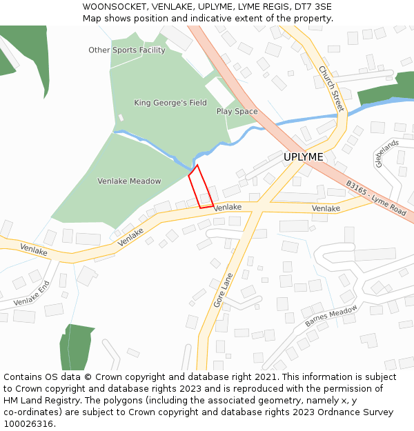 WOONSOCKET, VENLAKE, UPLYME, LYME REGIS, DT7 3SE: Location map and indicative extent of plot