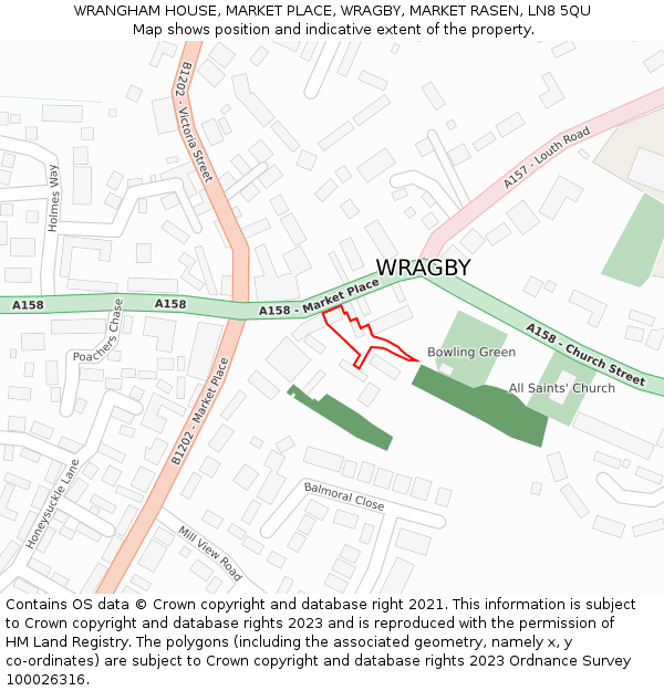 WRANGHAM HOUSE, MARKET PLACE, WRAGBY, MARKET RASEN, LN8 5QU: Location map and indicative extent of plot