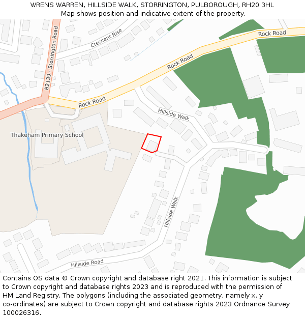 WRENS WARREN, HILLSIDE WALK, STORRINGTON, PULBOROUGH, RH20 3HL: Location map and indicative extent of plot