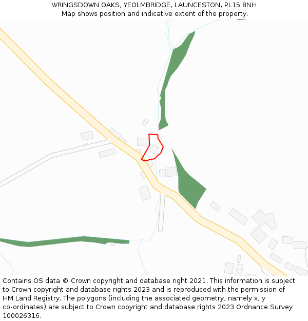 WRINGSDOWN OAKS, YEOLMBRIDGE, LAUNCESTON, PL15 8NH: Location map and indicative extent of plot