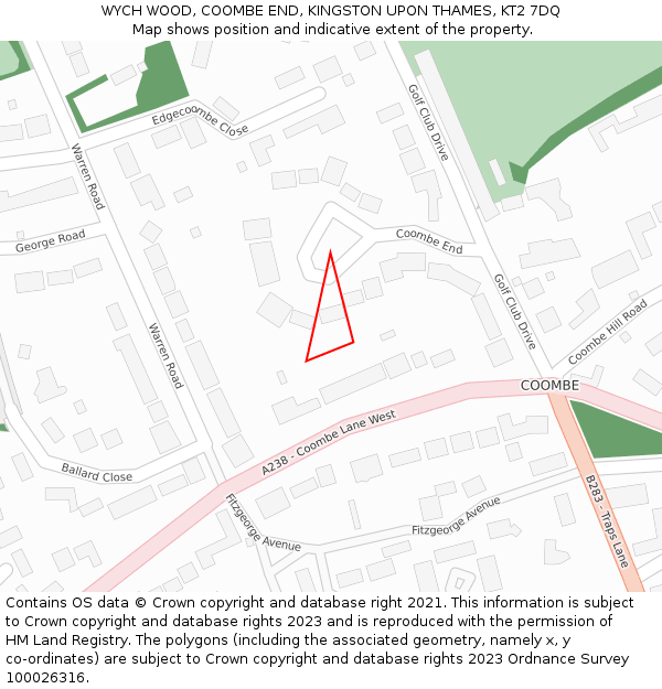 WYCH WOOD, COOMBE END, KINGSTON UPON THAMES, KT2 7DQ: Location map and indicative extent of plot