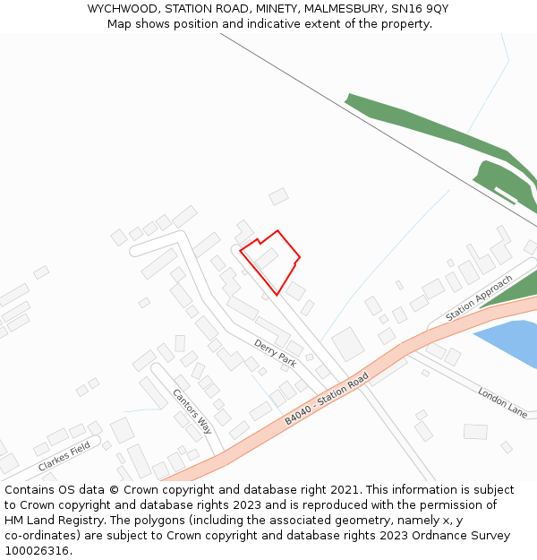 WYCHWOOD, STATION ROAD, MINETY, MALMESBURY, SN16 9QY: Location map and indicative extent of plot