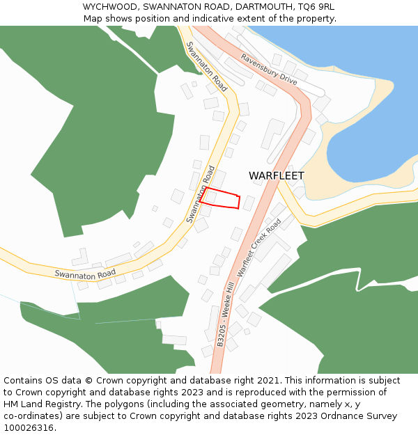 WYCHWOOD, SWANNATON ROAD, DARTMOUTH, TQ6 9RL: Location map and indicative extent of plot