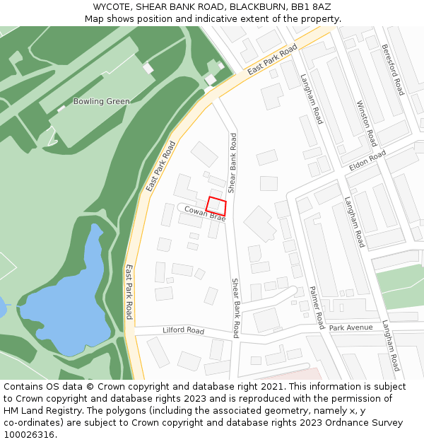 WYCOTE, SHEAR BANK ROAD, BLACKBURN, BB1 8AZ: Location map and indicative extent of plot