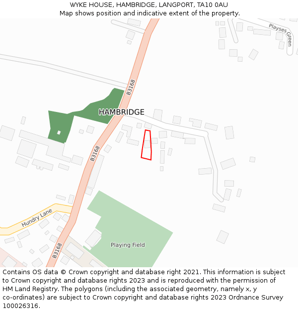 WYKE HOUSE, HAMBRIDGE, LANGPORT, TA10 0AU: Location map and indicative extent of plot