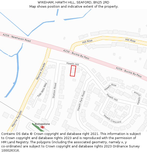 WYKEHAM, HAWTH HILL, SEAFORD, BN25 2RD: Location map and indicative extent of plot