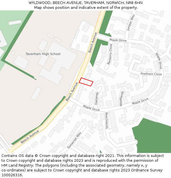 WYLDWOOD, BEECH AVENUE, TAVERHAM, NORWICH, NR8 6HN: Location map and indicative extent of plot