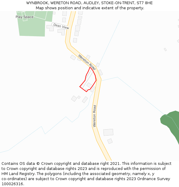 WYNBROOK, WERETON ROAD, AUDLEY, STOKE-ON-TRENT, ST7 8HE: Location map and indicative extent of plot