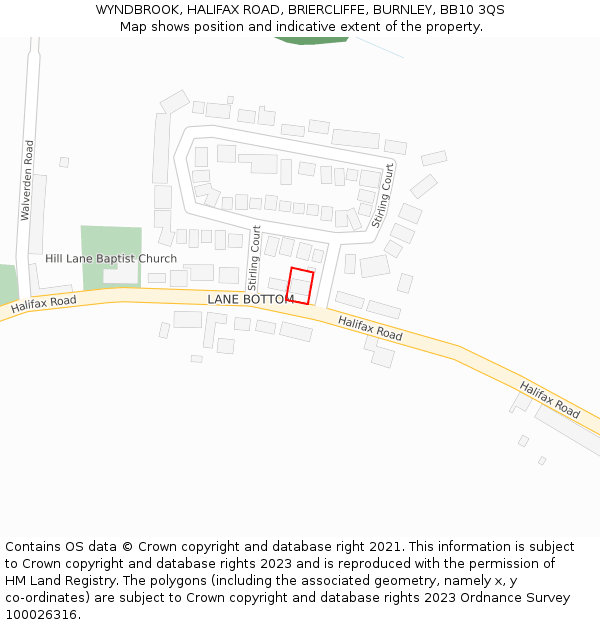 WYNDBROOK, HALIFAX ROAD, BRIERCLIFFE, BURNLEY, BB10 3QS: Location map and indicative extent of plot