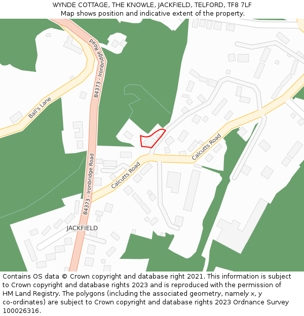 WYNDE COTTAGE, THE KNOWLE, JACKFIELD, TELFORD, TF8 7LF: Location map and indicative extent of plot