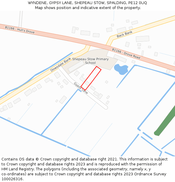 WYNDENE, GYPSY LANE, SHEPEAU STOW, SPALDING, PE12 0UQ: Location map and indicative extent of plot