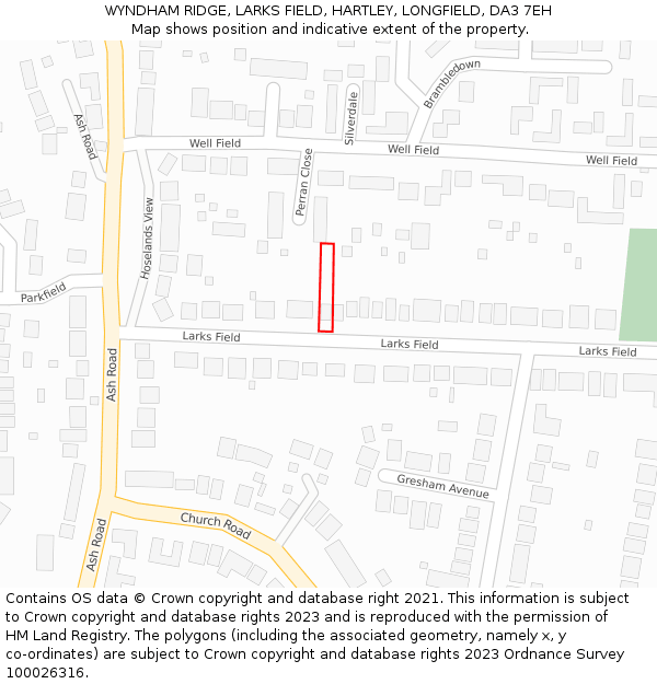 WYNDHAM RIDGE, LARKS FIELD, HARTLEY, LONGFIELD, DA3 7EH: Location map and indicative extent of plot