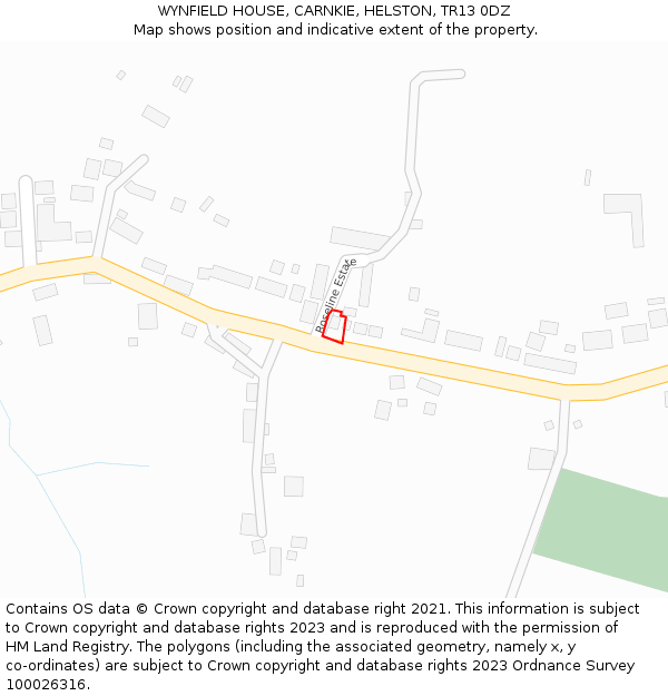 WYNFIELD HOUSE, CARNKIE, HELSTON, TR13 0DZ: Location map and indicative extent of plot