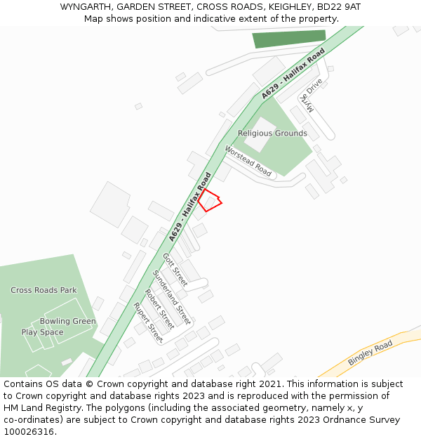 WYNGARTH, GARDEN STREET, CROSS ROADS, KEIGHLEY, BD22 9AT: Location map and indicative extent of plot