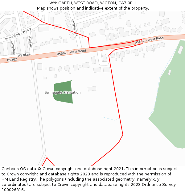 WYNGARTH, WEST ROAD, WIGTON, CA7 9RH: Location map and indicative extent of plot