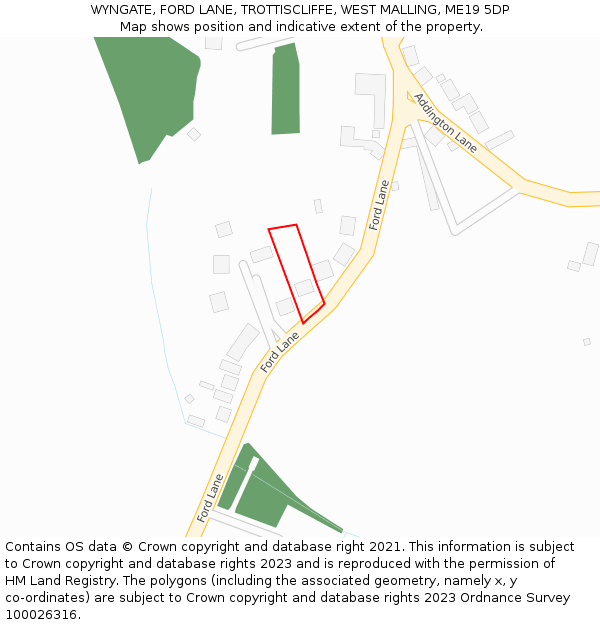 WYNGATE, FORD LANE, TROTTISCLIFFE, WEST MALLING, ME19 5DP: Location map and indicative extent of plot