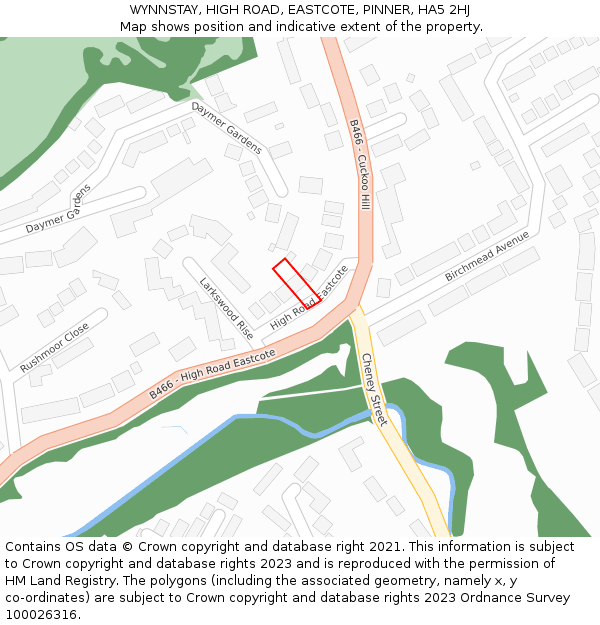 WYNNSTAY, HIGH ROAD, EASTCOTE, PINNER, HA5 2HJ: Location map and indicative extent of plot