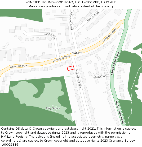 WYNSTED, ROUNDWOOD ROAD, HIGH WYCOMBE, HP12 4HE: Location map and indicative extent of plot