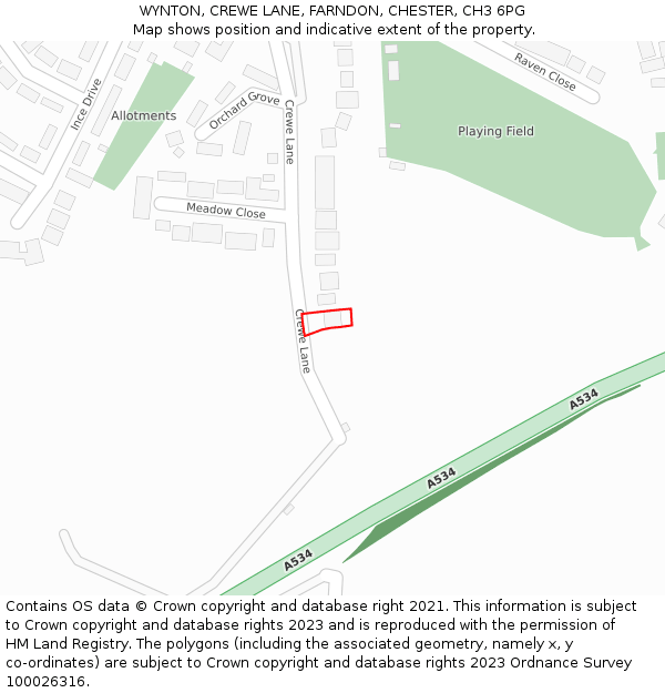 WYNTON, CREWE LANE, FARNDON, CHESTER, CH3 6PG: Location map and indicative extent of plot