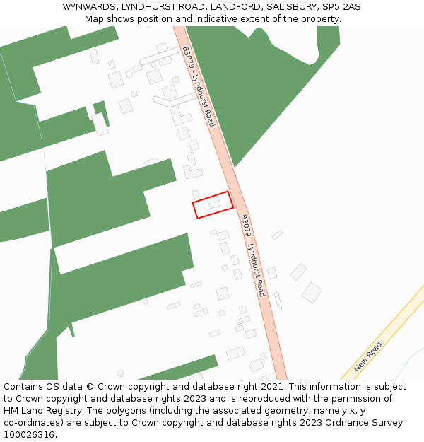 WYNWARDS, LYNDHURST ROAD, LANDFORD, SALISBURY, SP5 2AS: Location map and indicative extent of plot