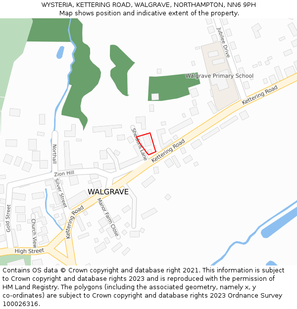 WYSTERIA, KETTERING ROAD, WALGRAVE, NORTHAMPTON, NN6 9PH: Location map and indicative extent of plot
