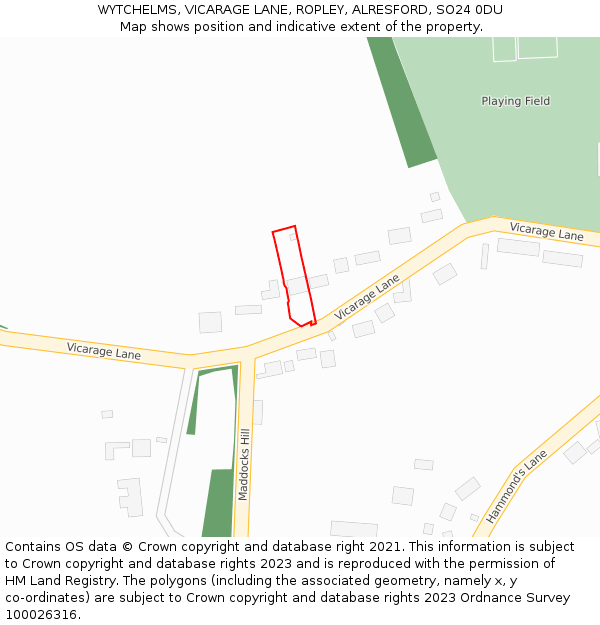 WYTCHELMS, VICARAGE LANE, ROPLEY, ALRESFORD, SO24 0DU: Location map and indicative extent of plot