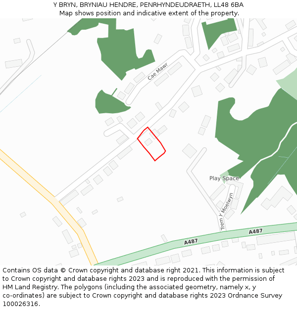 Y BRYN, BRYNIAU HENDRE, PENRHYNDEUDRAETH, LL48 6BA: Location map and indicative extent of plot