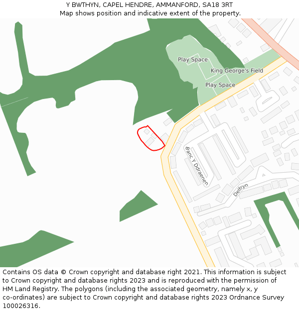 Y BWTHYN, CAPEL HENDRE, AMMANFORD, SA18 3RT: Location map and indicative extent of plot
