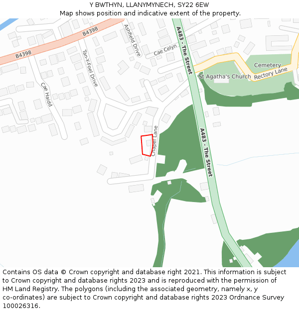 Y BWTHYN, LLANYMYNECH, SY22 6EW: Location map and indicative extent of plot