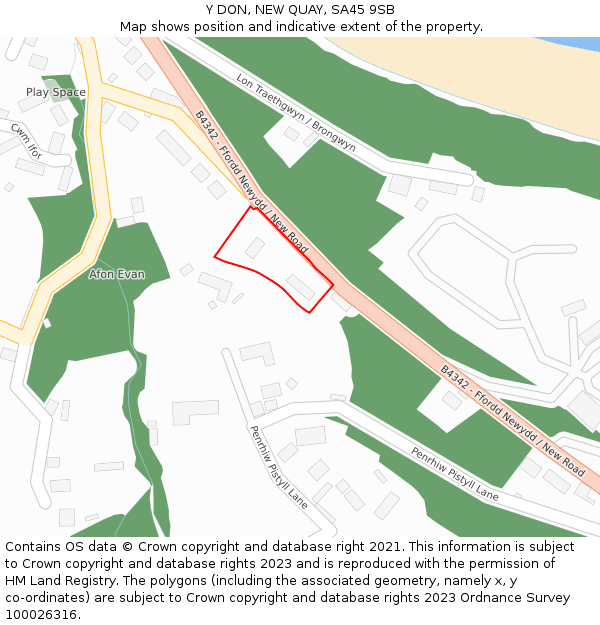 Y DON, NEW QUAY, SA45 9SB: Location map and indicative extent of plot