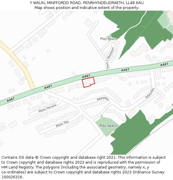 Y WAUN, MINFFORDD ROAD, PENRHYNDEUDRAETH, LL48 6AU: Location map and indicative extent of plot