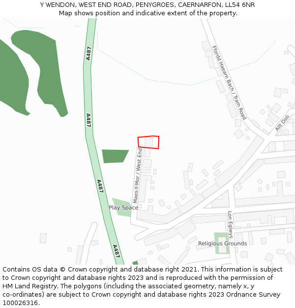 Y WENDON, WEST END ROAD, PENYGROES, CAERNARFON, LL54 6NR: Location map and indicative extent of plot