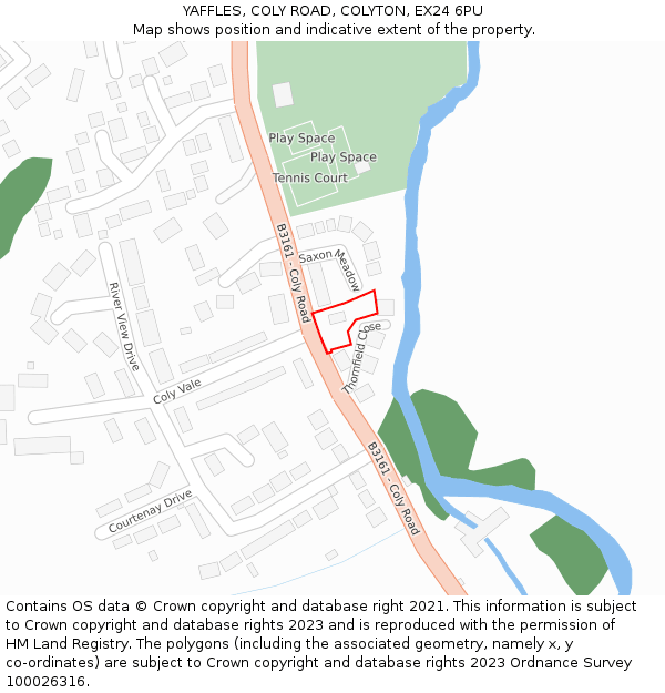 YAFFLES, COLY ROAD, COLYTON, EX24 6PU: Location map and indicative extent of plot